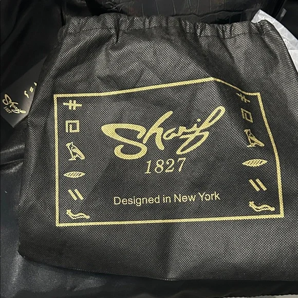 Sharif Black Iridescent Croc-Embossed Leather Bag NWT - Picture 11 of 16